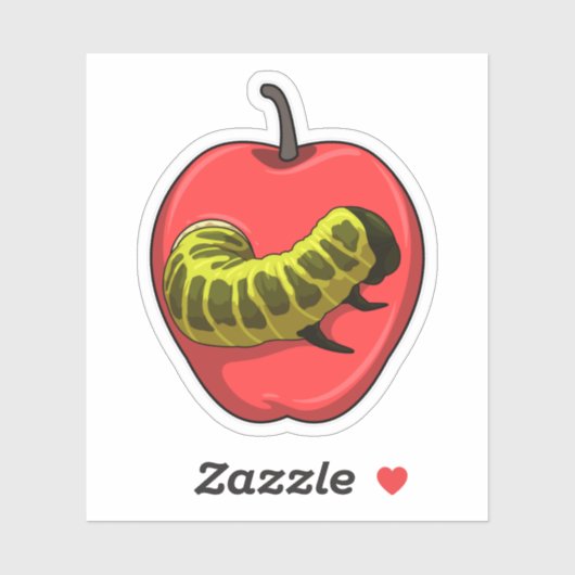 Caterpilaar met Apple Sticker (Vel)