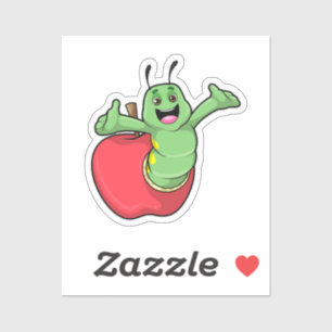 Caterpilaar met Apple Sticker