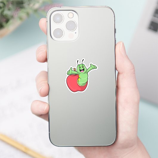 Caterpilaar met Apple Sticker (Telefoon)