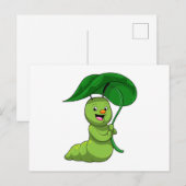 Caterpilaar met leder als parasol briefkaart (Voorkant / Achterkant)