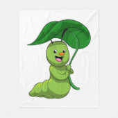 Caterpilaar met leder als parasol fleece deken (Voorkant)