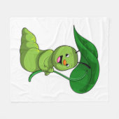 Caterpilaar met leder als parasol fleece deken (Voorkant (Horizontaal))