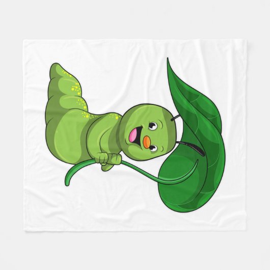 Caterpilaar met leder als parasol fleece deken (Voorkant (Horizontaal))