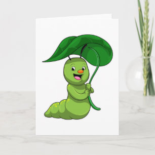 Caterpilaar met leder als parasol kaart