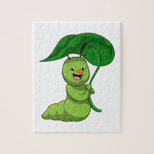 Caterpilaar met leder als parasol legpuzzel