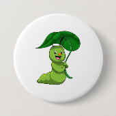 Caterpilaar met leder als parasol ronde button 7,6 cm (Voorkant)