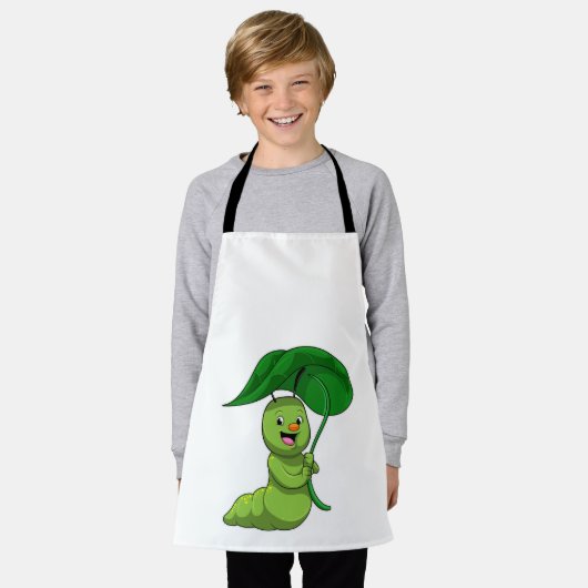 Caterpilaar met leder als parasol schort (Gedragen)