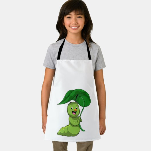 Caterpilaar met leder als parasol schort (Insitu)