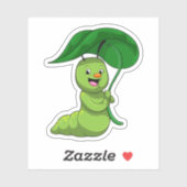 Caterpilaar met leder als parasol sticker (Vel)