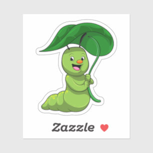Caterpilaar met leder als parasol sticker