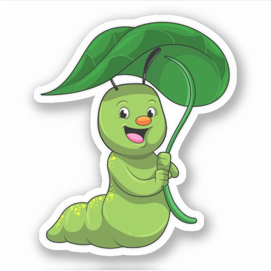 Caterpilaar met leder als parasol sticker (Voorkant)