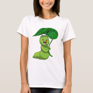 Caterpilaar met leder als parasol t-shirt