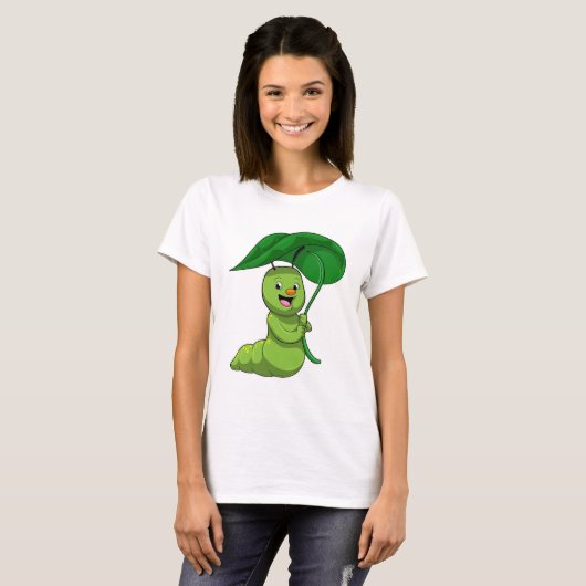 Caterpilaar met leder als parasol t-shirt (Voorkant volledig)