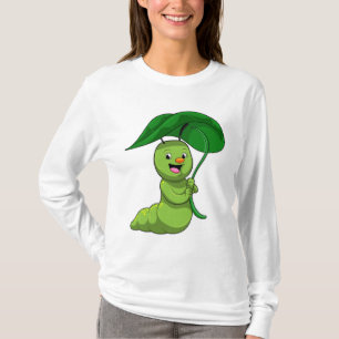 Caterpilaar met leder als parasol t-shirt