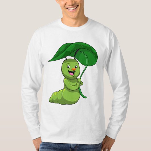 Caterpilaar met leder als parasol t-shirt (Voorkant)