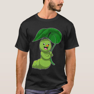 Caterpilaar met leder als parasol t-shirt