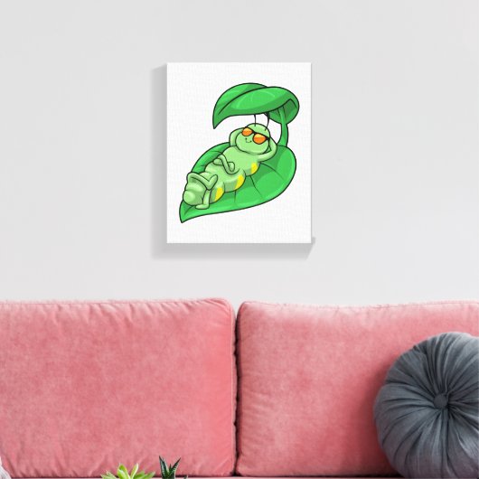 Caterpilaar met leder canvas afdruk (Insitu (Woonkamer))