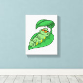 Caterpilaar met leder canvas afdruk (Insitu (Houten vloer))