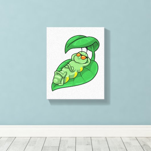 Caterpilaar met leder canvas afdruk (Insitu (Houten vloer))