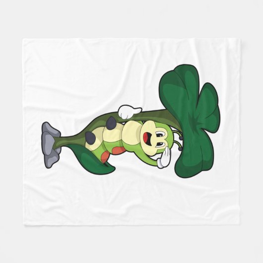 Caterpilaar met leder fleece deken (Voorkant (Horizontaal))