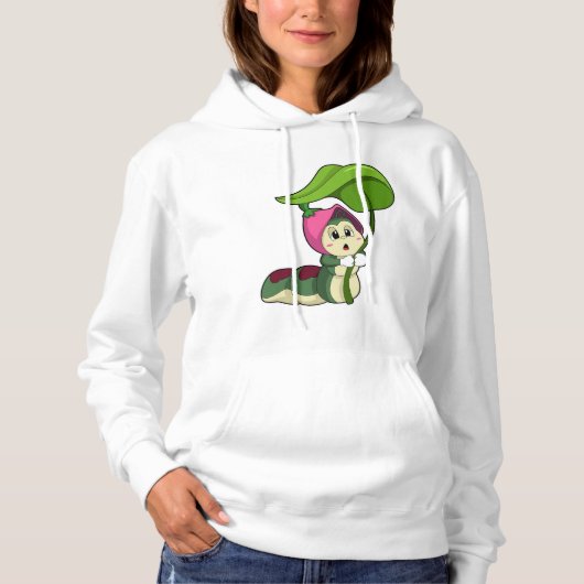 Caterpilaar met leder hoodie (Voorkant)