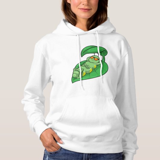 Caterpilaar met leder hoodie (Voorkant)