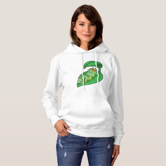 Caterpilaar met leder hoodie (Voorkant volledig)