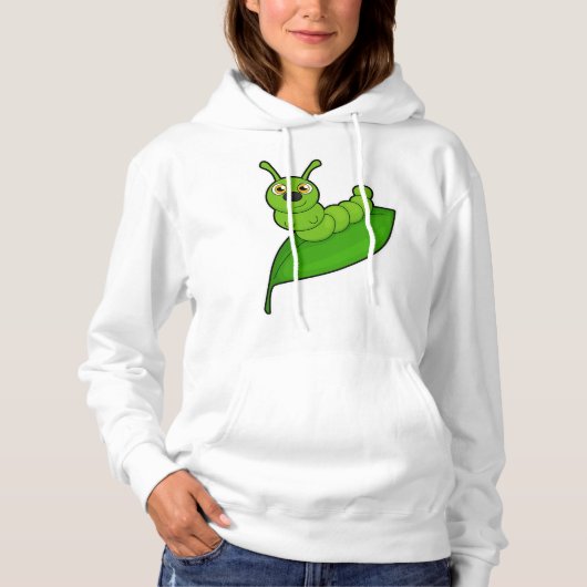 Caterpilaar met leder hoodie (Voorkant)