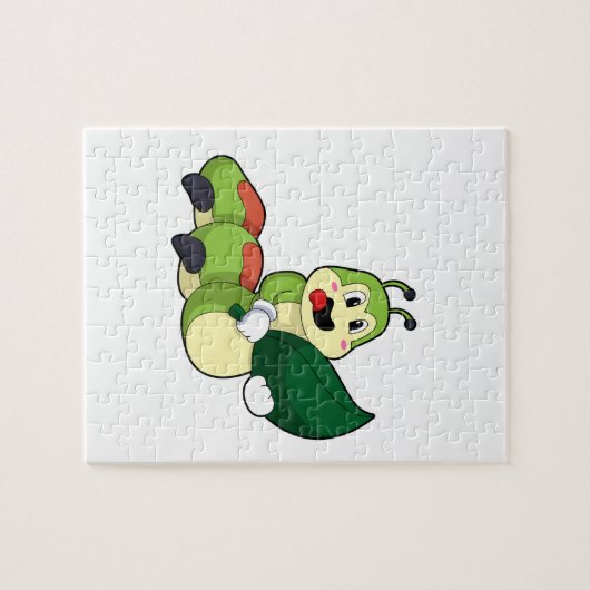 Caterpilaar met leder legpuzzel (Horizontaal)