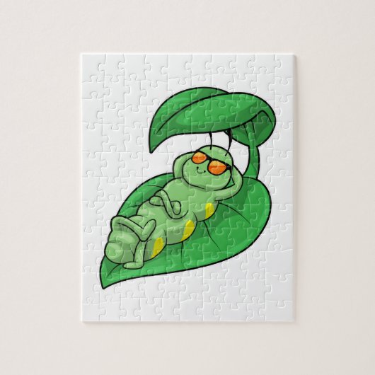 Caterpilaar met leder legpuzzel (Verticaal)