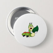 Caterpilaar met leder ronde button 7,6 cm (Voorkant /achterkant)