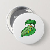 Caterpilaar met leder ronde button 7,6 cm (Voorkant /achterkant)