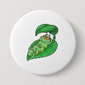 Caterpilaar met leder ronde button 7,6 cm (Voorkant)