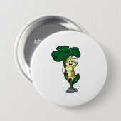 Caterpilaar met leder ronde button 7,6 cm (Voorkant /achterkant)