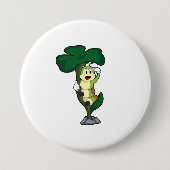 Caterpilaar met leder ronde button 7,6 cm (Voorkant)