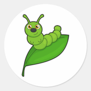 Caterpilaar met leder ronde sticker