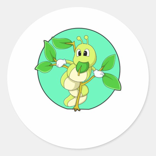 Caterpilaar met leder ronde sticker (Voorkant)