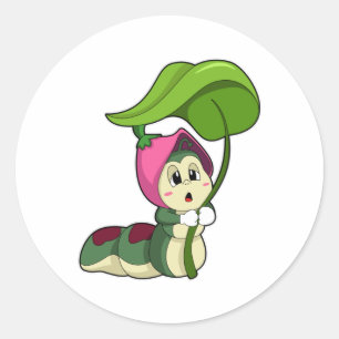 Caterpilaar met leder ronde sticker