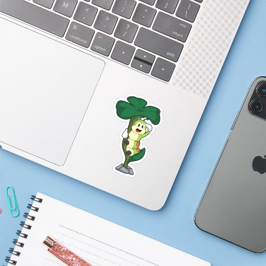 Caterpilaar met leder sticker (Laptop met iPhone)
