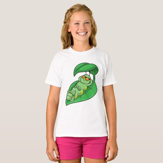 Caterpilaar met leder t-shirt (Voorkant volledig)