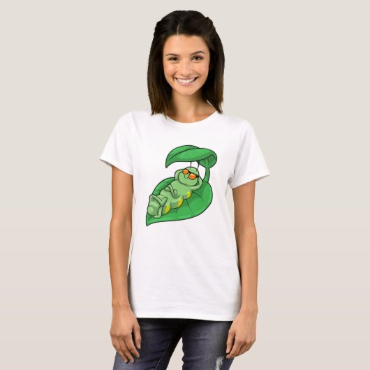 Caterpilaar met leder t-shirt (Voorkant volledig)