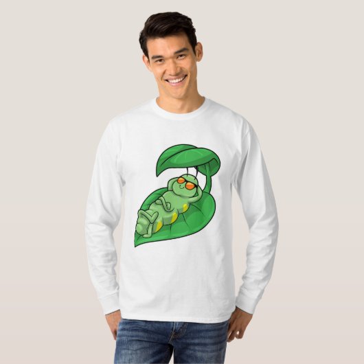 Caterpilaar met leder t-shirt (Voorkant volledig)