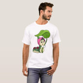 Caterpilaar met leder t-shirt (Voorkant volledig)