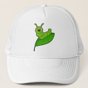 Caterpilaar met leder trucker pet
