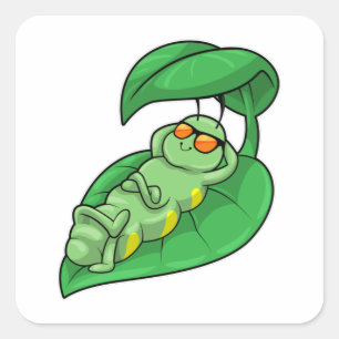 Caterpilaar met leder vierkante sticker