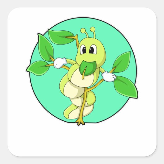 Caterpilaar met leder vierkante sticker (Voorkant)