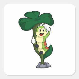 Caterpilaar met leder vierkante sticker
