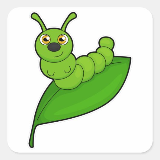 Caterpilaar met leder vierkante sticker (Voorkant)