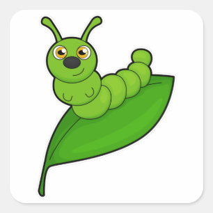 Caterpilaar met leder vierkante sticker