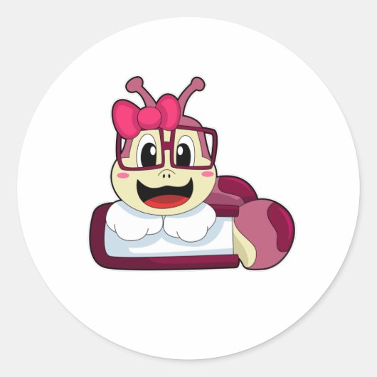 Caterpilaar met lint ronde sticker (Voorkant)